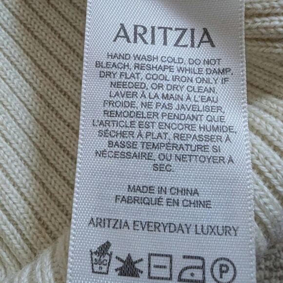 Aritzia Wilfred Pale Yellow Cropped Merino Wool Turtleneck Sweater Size XS - Picture 5 of 7